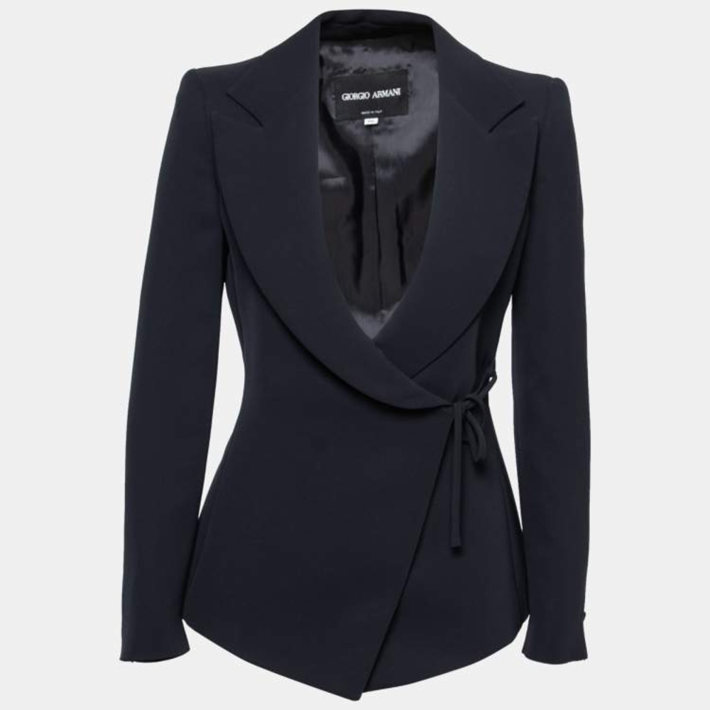 NWT Giorgio Armani women’s navy crepe wrap jacket / blazer, size 42